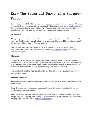Know The Essential Parts of a Research Paper