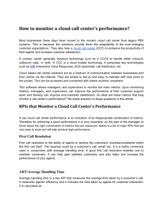 How to monitor CCC (Reworked)