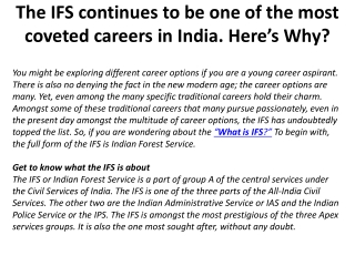 The IFS continues to be one of the most coveted careers in India. Here’s Why?