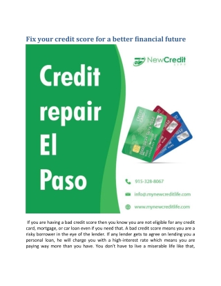 Fix your credit score for a better financial future