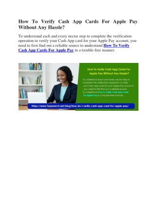 How To Verify Cash App Cards For Apple Pay Without Any Hassle?