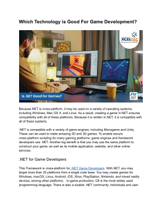 Which Technology is Good For Game Development