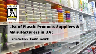 List of Plastic Products Suppliers & Manufacturers in UAE