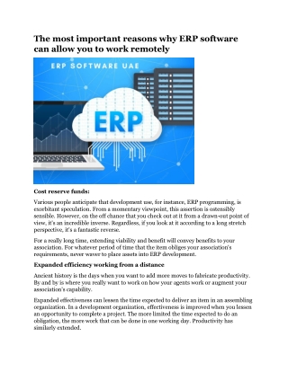 The most important reasons why ERP software can allow you to work remotely