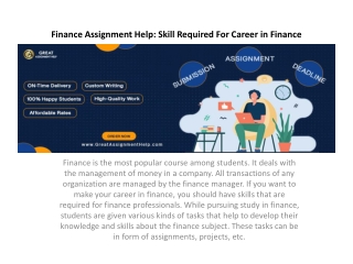 Finance Assignment Help Skill Required For Career in Finance