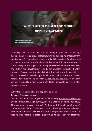 Why flutter is used for mobile app development