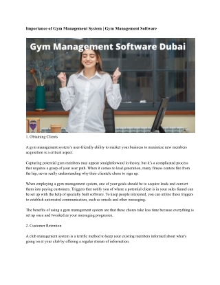 Gym Management Software Dubai