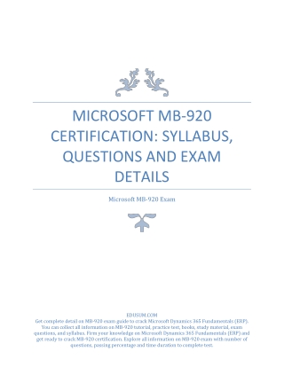 Microsoft MB-920 Certification: Syllabus, Questions and Exam Details