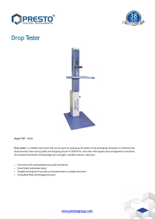 Drop Tester, Drop Testing Machine Manufacturer in India