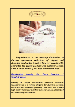 Handcrafted Jewelry For Every Occasion Tangledrose.ca