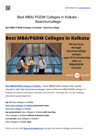 Best MBA/ PGDM Colleges in Kolkata - Searchurcollege
