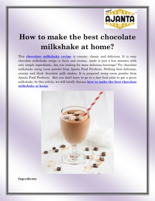 Chocolate milkshake recipe