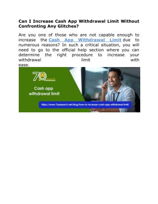 Can I Increase Cash App Withdrawal Limit Without Confronting Any Glitches?