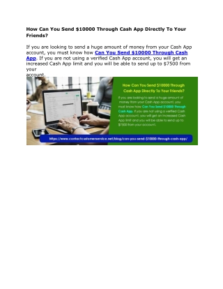 How Can You Send $10000 Through Cash App Directly To Your Friends?