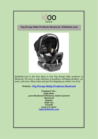 Peg Perego Baby Products Montreal | Kidobebe.com