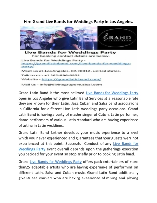 Live Bands for Weddings Party