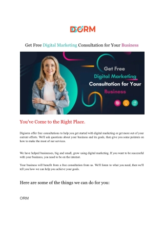 Get Free Digital Marketing Consultation for Your Business