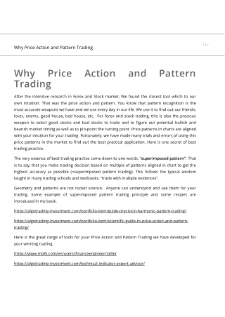 Why Price Action and Pattern Trading