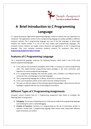 A  Brief Introduction to C Programming Language