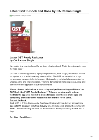 Latest GST E-Book and Book by CA Raman Singla | GST Ready Reckoner