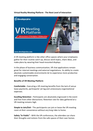 VR Meeting Platform Development