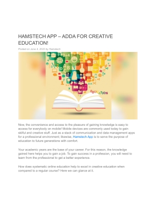 HAMSTECH APP – ADDA FOR CREATIVE EDUCATION