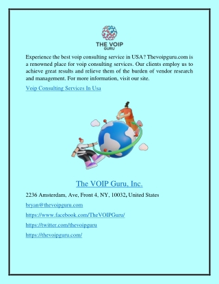 Voip Consulting Services in Usa Thevoipguru.com