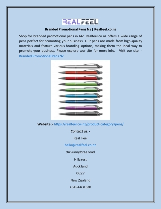 Branded Promotional Pens Nz  Realfeel.co.nz