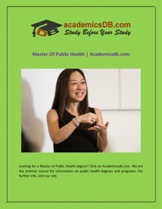 Master Of Public Health