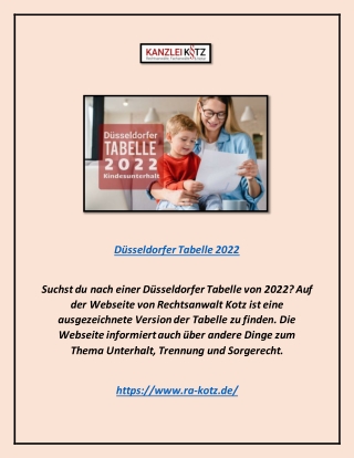 Düsseldorfer Tabelle 2022 | RA-Kotz.de
