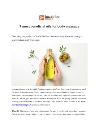 7 most beneficial oils for body massage