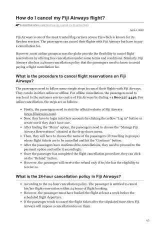 How can you cancel the Fiji Airways flight? Complete Process.