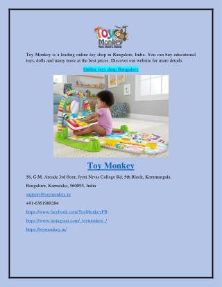 Online Toys Shop Bangalore Toymonkey.in