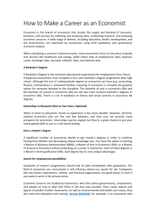 How to Make a Career as an Economist