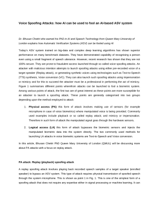 Voice spoofing attacks - 1