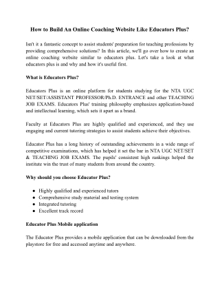 How to Build An Online Coaching Website Like Educators Plus.docx