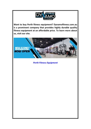 Perth Fitness Equipment Dynamofitness.com.au