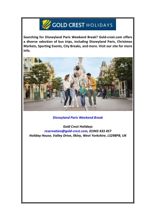 Disneyland Paris Weekend Break Gold-crest.com