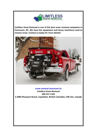 Best Snow Removal Companies in Vancouver, BC