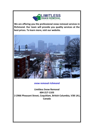 Snow Removal Richmond Snowlimitless.com