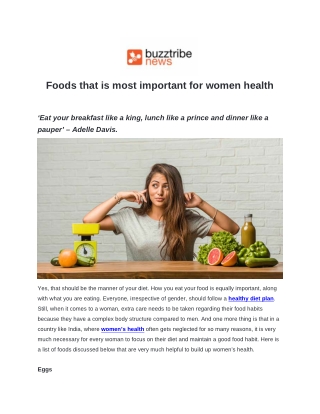 Foods that is most important for women health