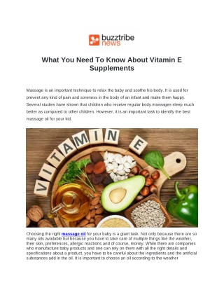 What You Need To Know About Vitamin E Supplements