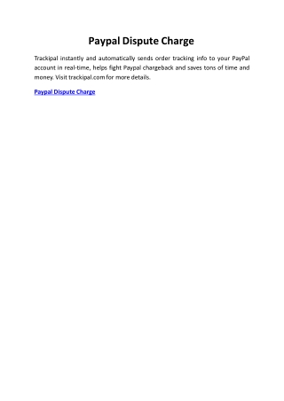 Paypal Dispute Charge