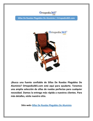 Sillas De Ruedas Plegables De Aluminio | Ortopedia365.com