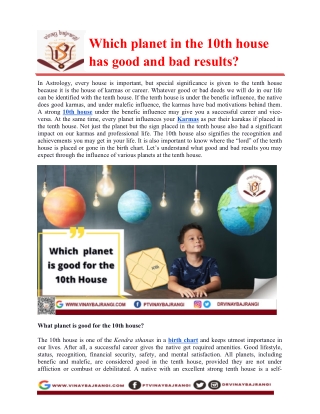 Which planet in the 10th house has good and bad results