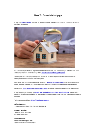 New To Canada Mortgage_SunliteMortgage