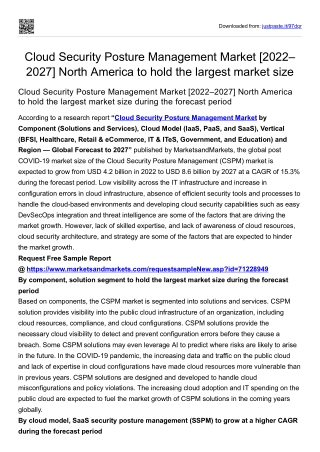 Cloud Security Posture Management Market [2022–2027] North America