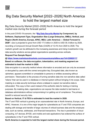 Big Data Security Market [2022–2026] North America to hold the largest market