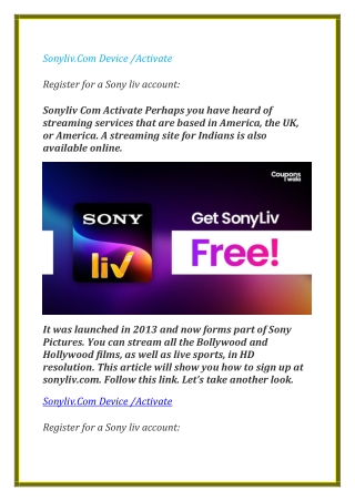 Register for sony liv account