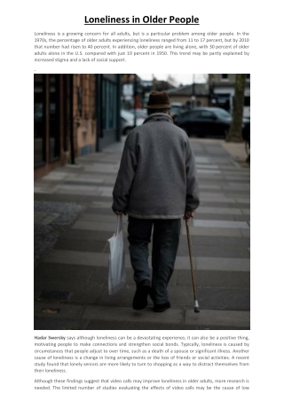 Swersky Hadar - Loneliness in Older People